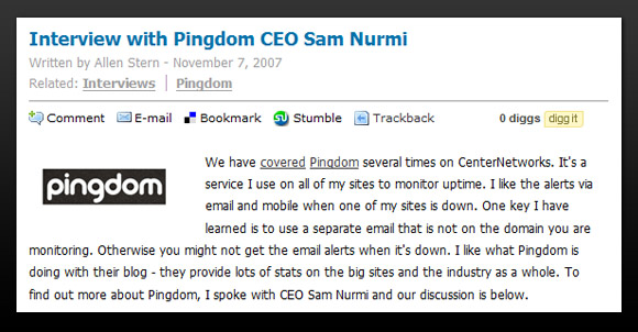 CenterNetworks interview with Sam Nurmi from Pingdom