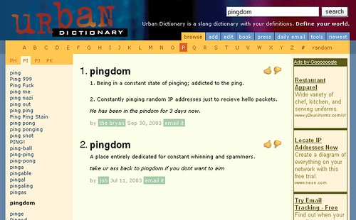 Pingdom at Urban Dictionary