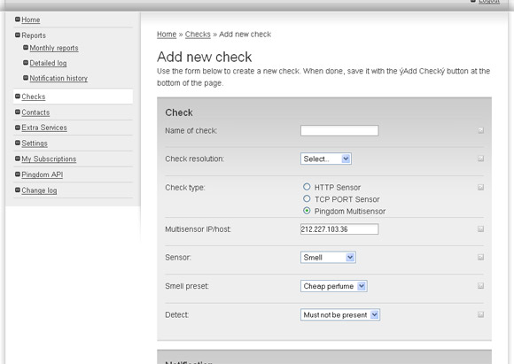 Pingdom control panel with multisensor support