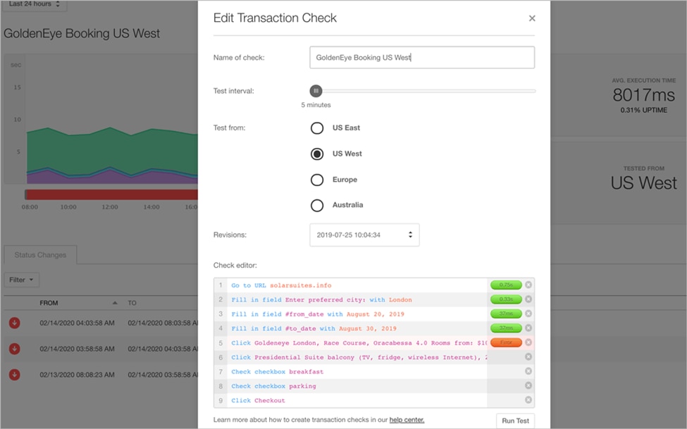 Synthetic monitoring provides automated testing of key site flows.