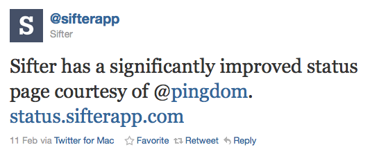 Sifter has a significantly improved status page courtesy of Pingdom