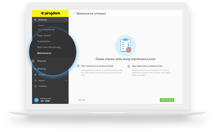 Schedule maintenance windows from your dashboard